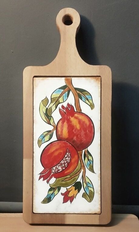 Ahşap Seramik Sunumluk (Nar Desenli)