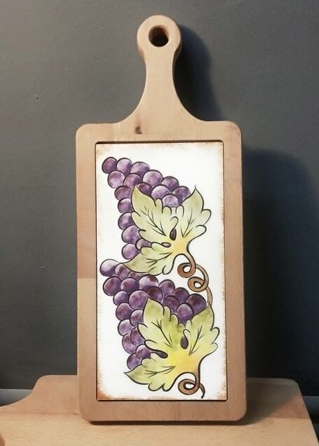 Ahşap Seramik Sunumluk (Üzüm Desenli)