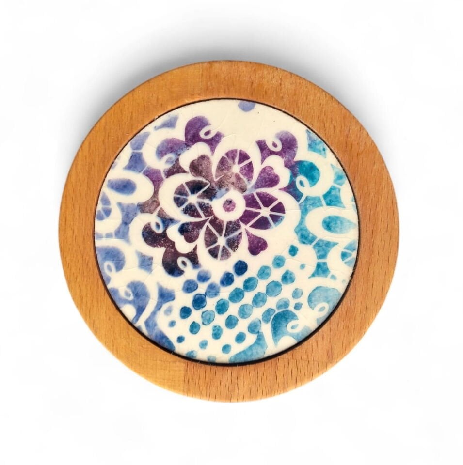 Ahşap Çini Bardak Altı (Oval)