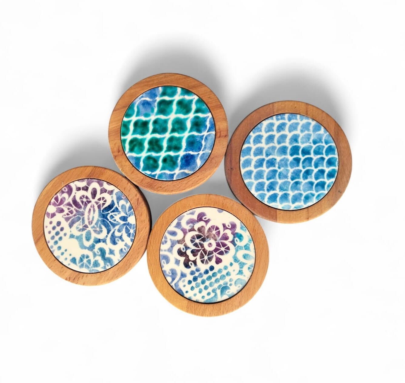 Ahşap Çini Bardak Altı (Oval)