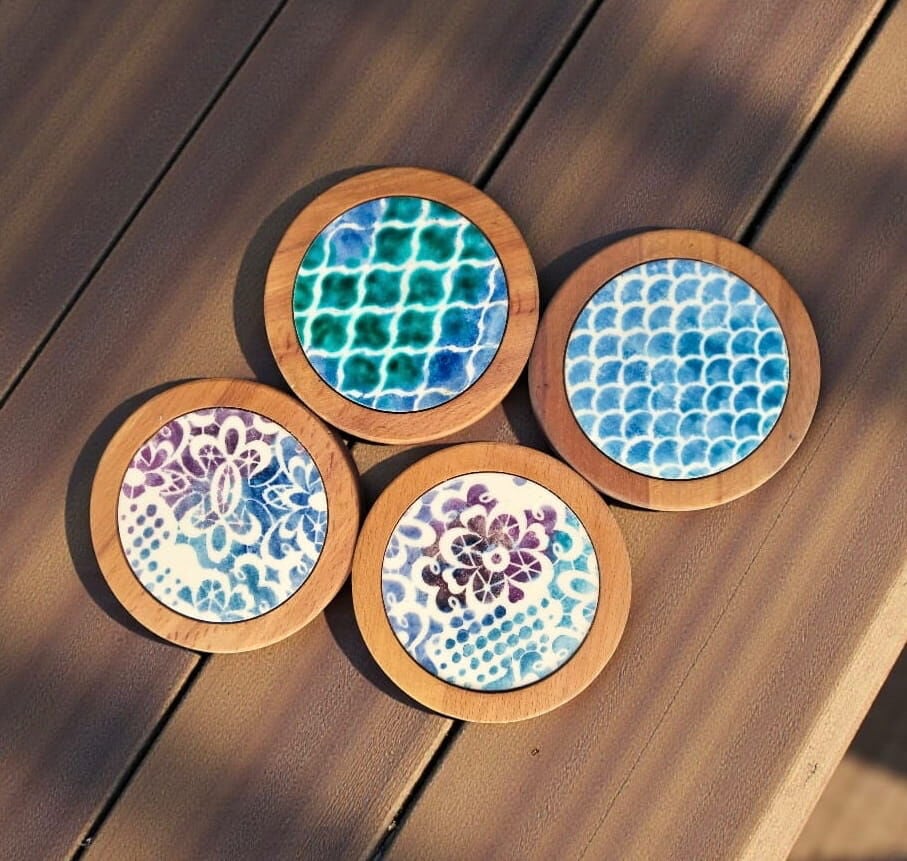 Ahşap Çini Bardak Altı