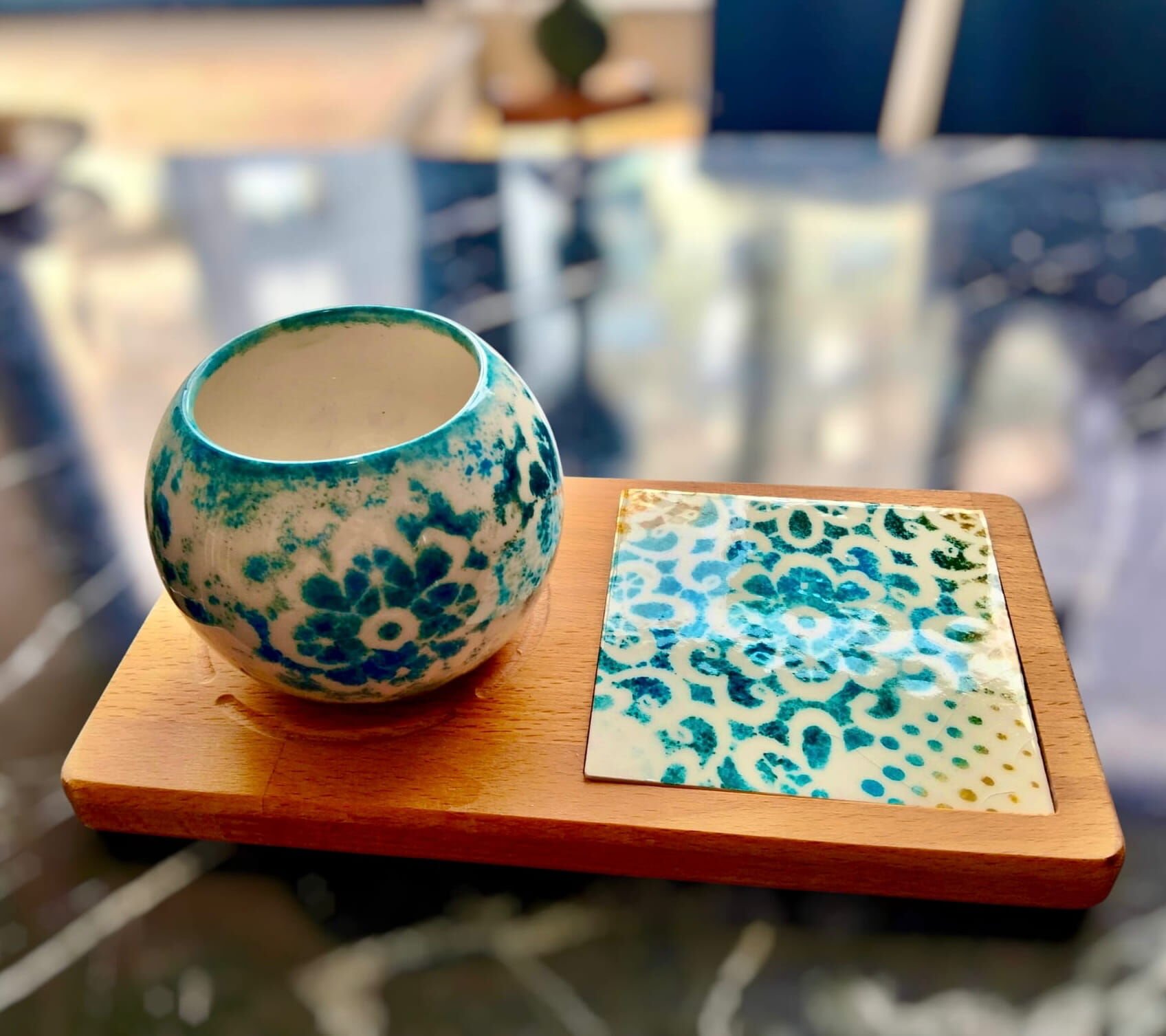 Ahşap Kahve Sunum ve Sukulent Saksı Seti