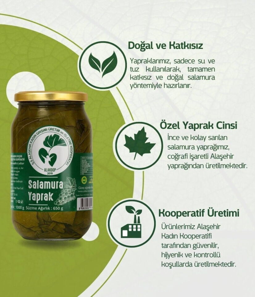 Salamura Asma Yaprağı (Cam Kavanoz) 1 Kg