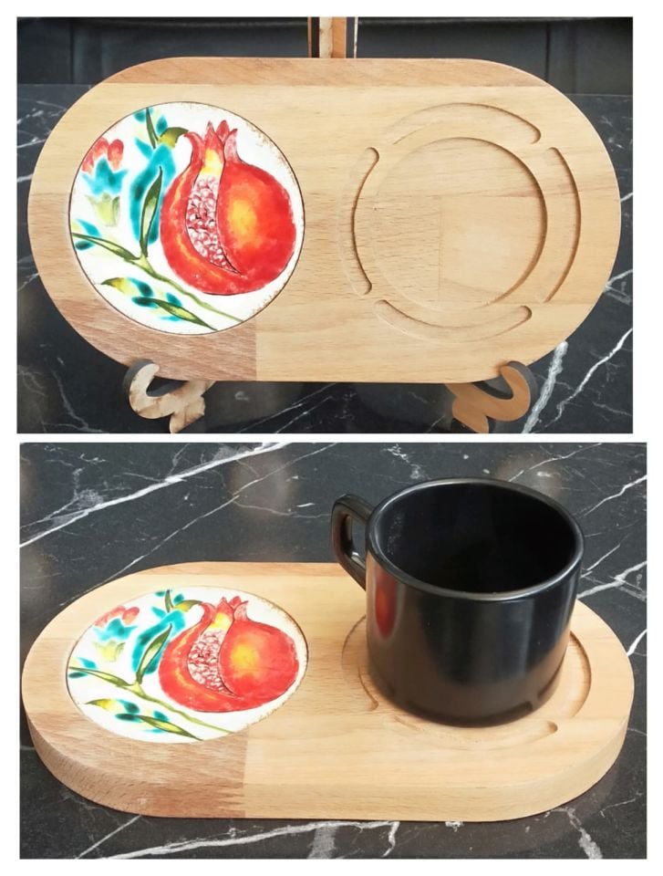 El Dekoru Seramikli Kahve Sunumluk