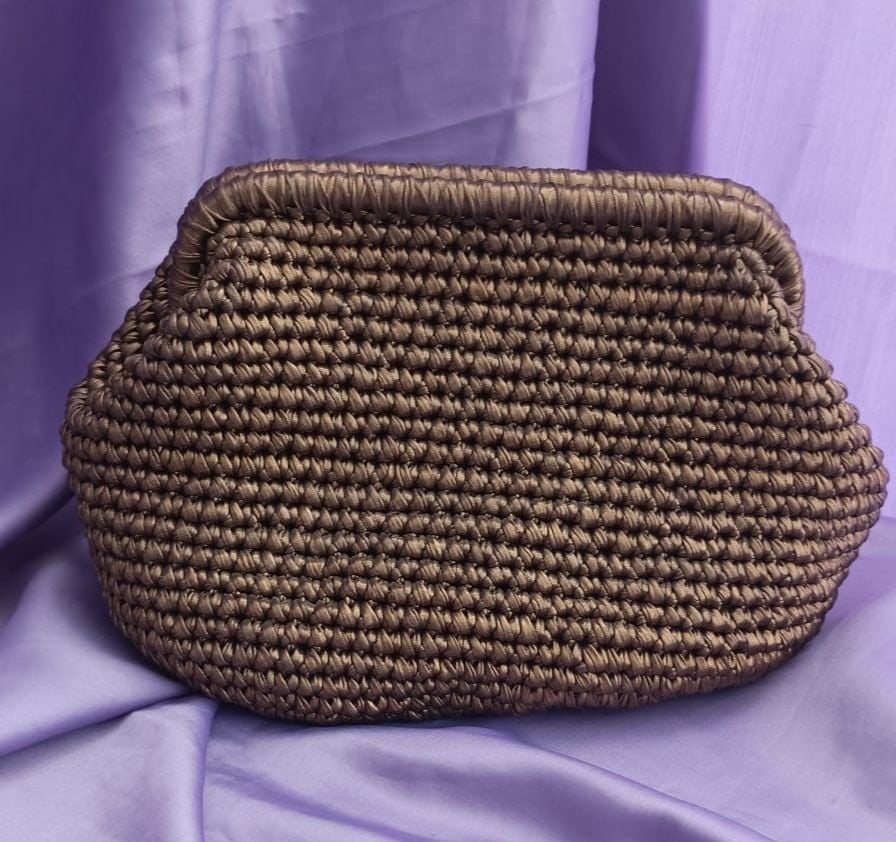 El Yapımı Şık Abiye Deri İp Örgü Çanta 3