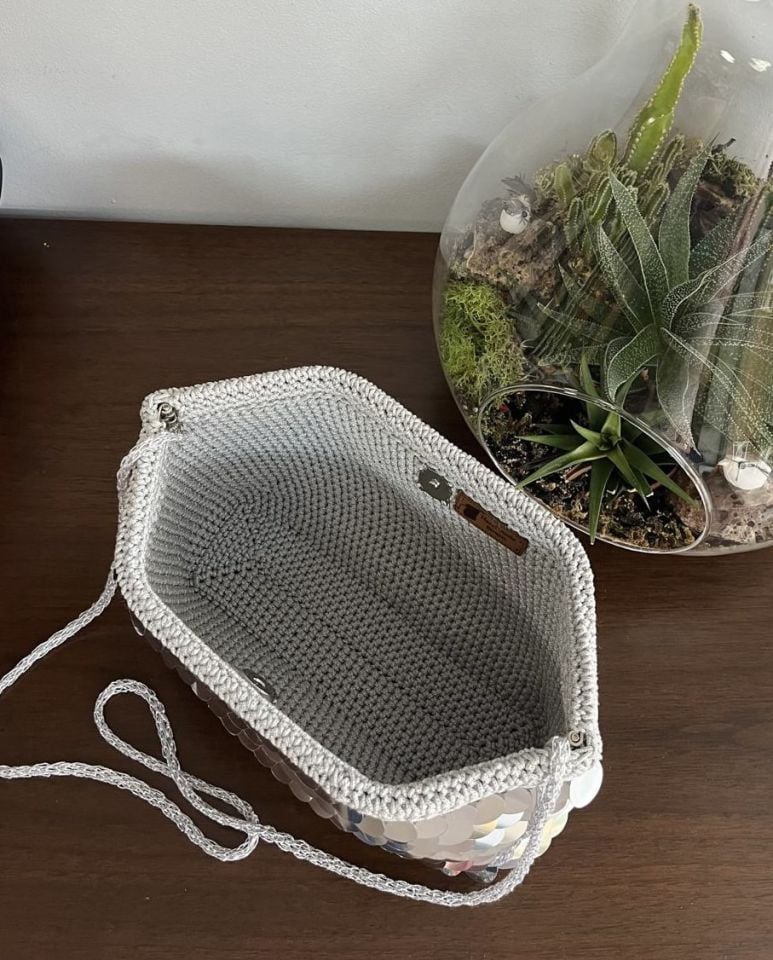 El yapımı Şık Abiye Makrome Çanta 17