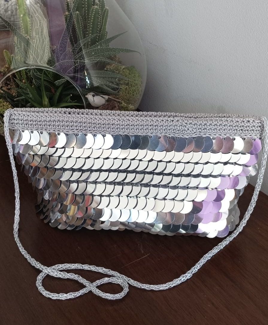 El yapımı Şık Abiye Makrome Çanta 17