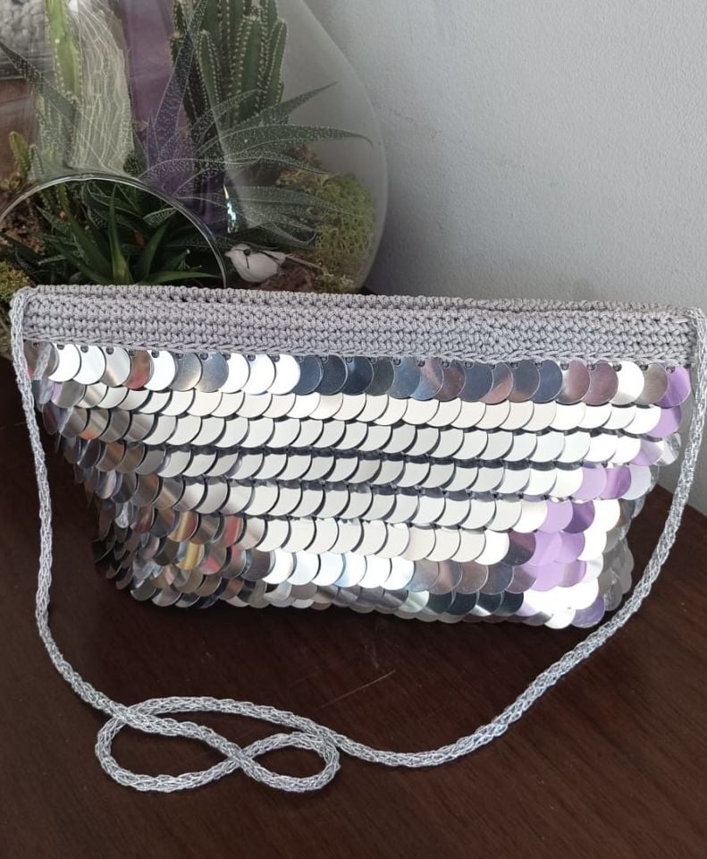 El yapımı Şık Abiye Makrome Çanta 17