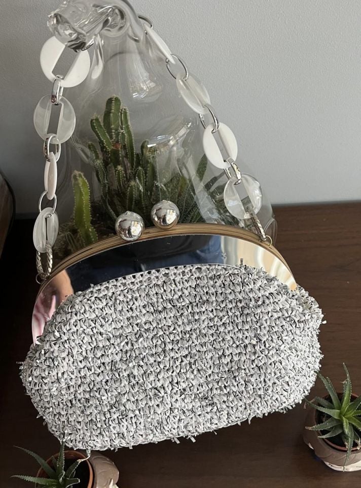 El Yapımı Şık Abiye Hasır Çanta 13