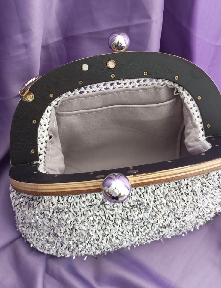 El Yapımı Şık Abiye Hasır Çanta 13