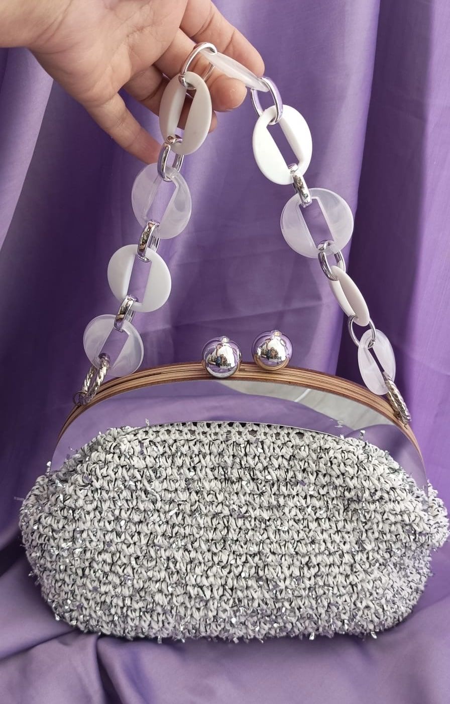 El Yapımı Şık Abiye Hasır Çanta 13