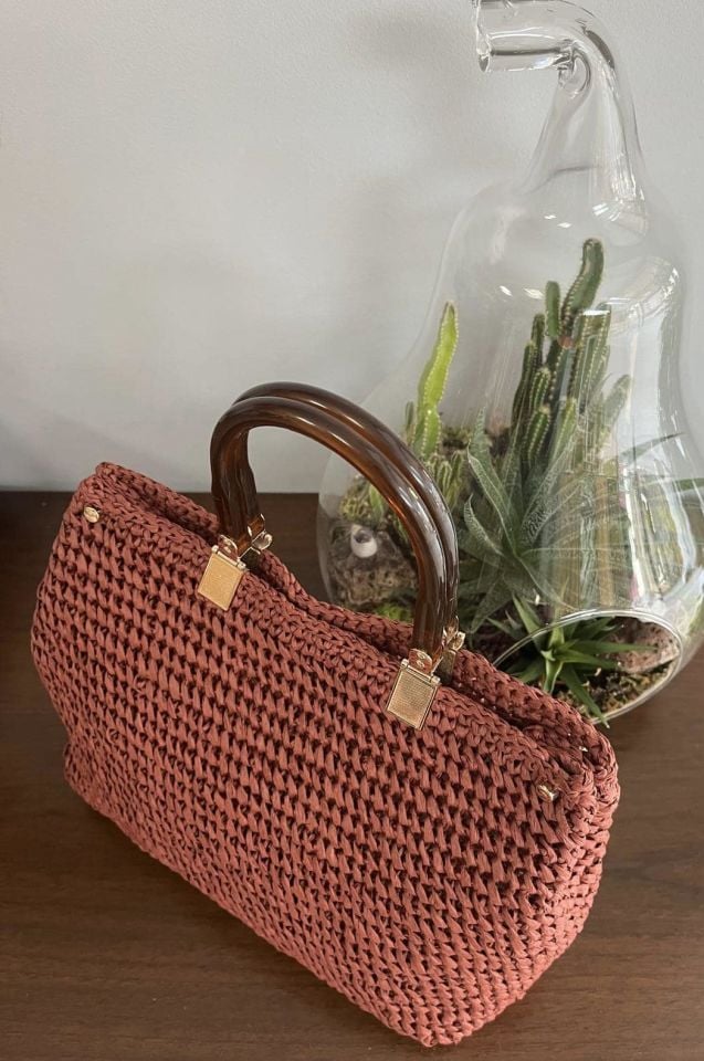 El Yapımı Şık Abiye Hasır Çanta 14