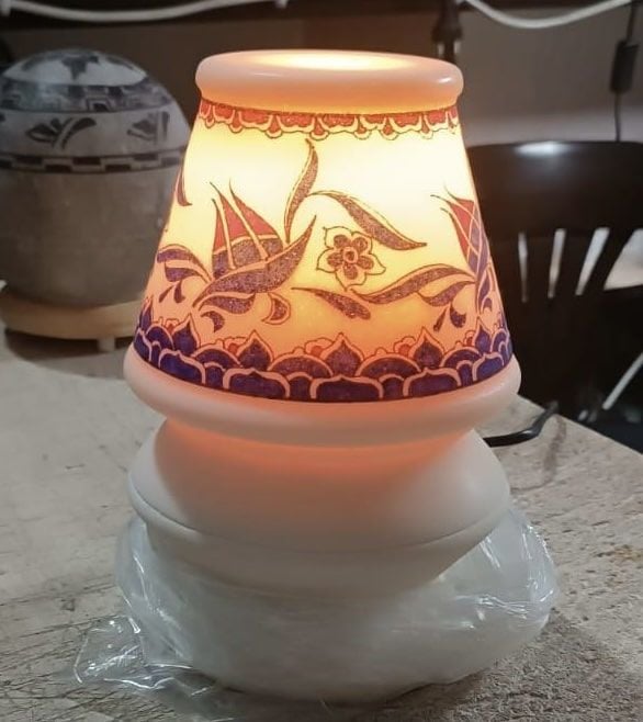 Lale Desenli Çankırı Tuz Lamba - A