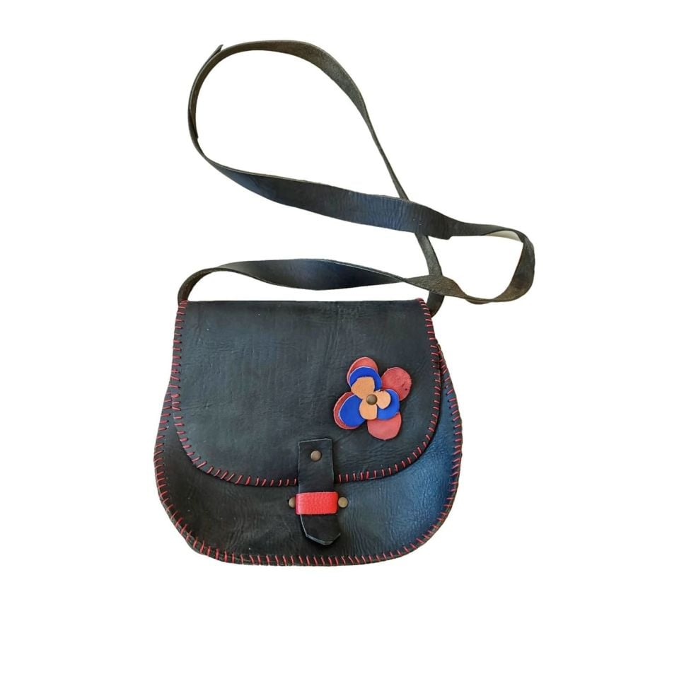 Çiçekli Vaketa Deri Çanta
