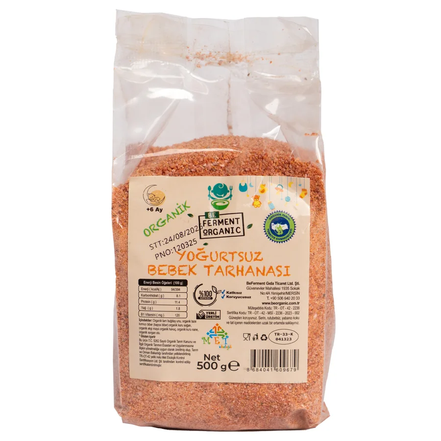 Organik Yoğurtsuz  Bebek Tarhanası 500 Gr Jelatin