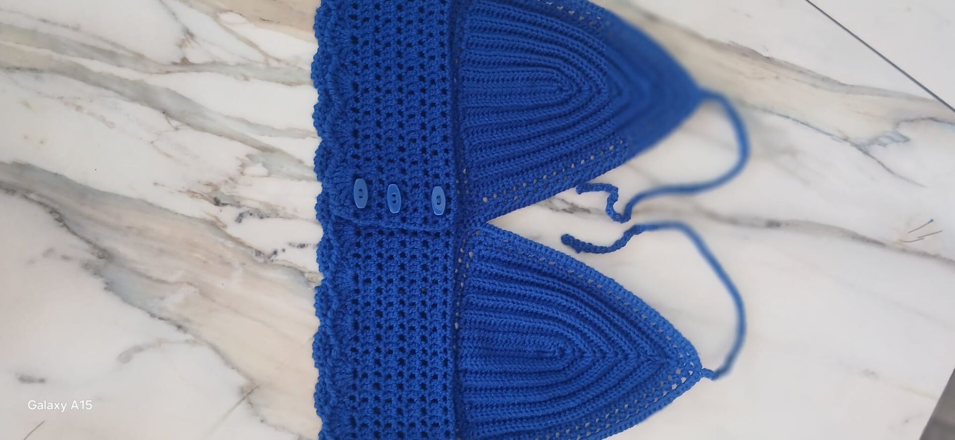 Tığ İşi Örgü Büstiyer Mavi