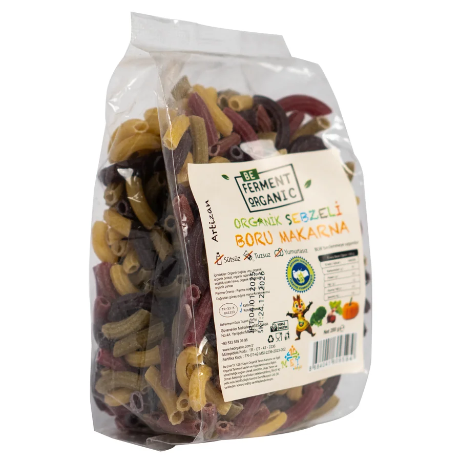 Organik Sebzeli Boru Makarna 200 Gr