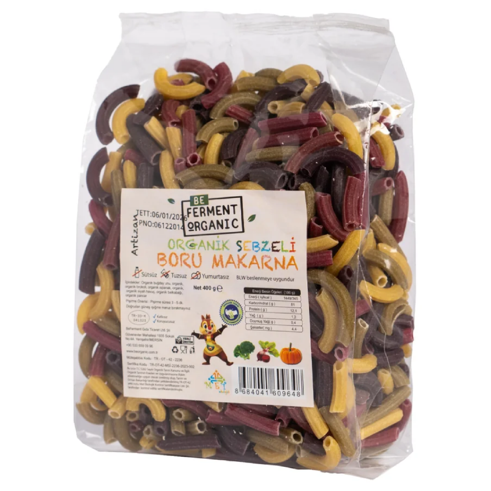 Organik Sebzeli Boru Makarna 400 Gr