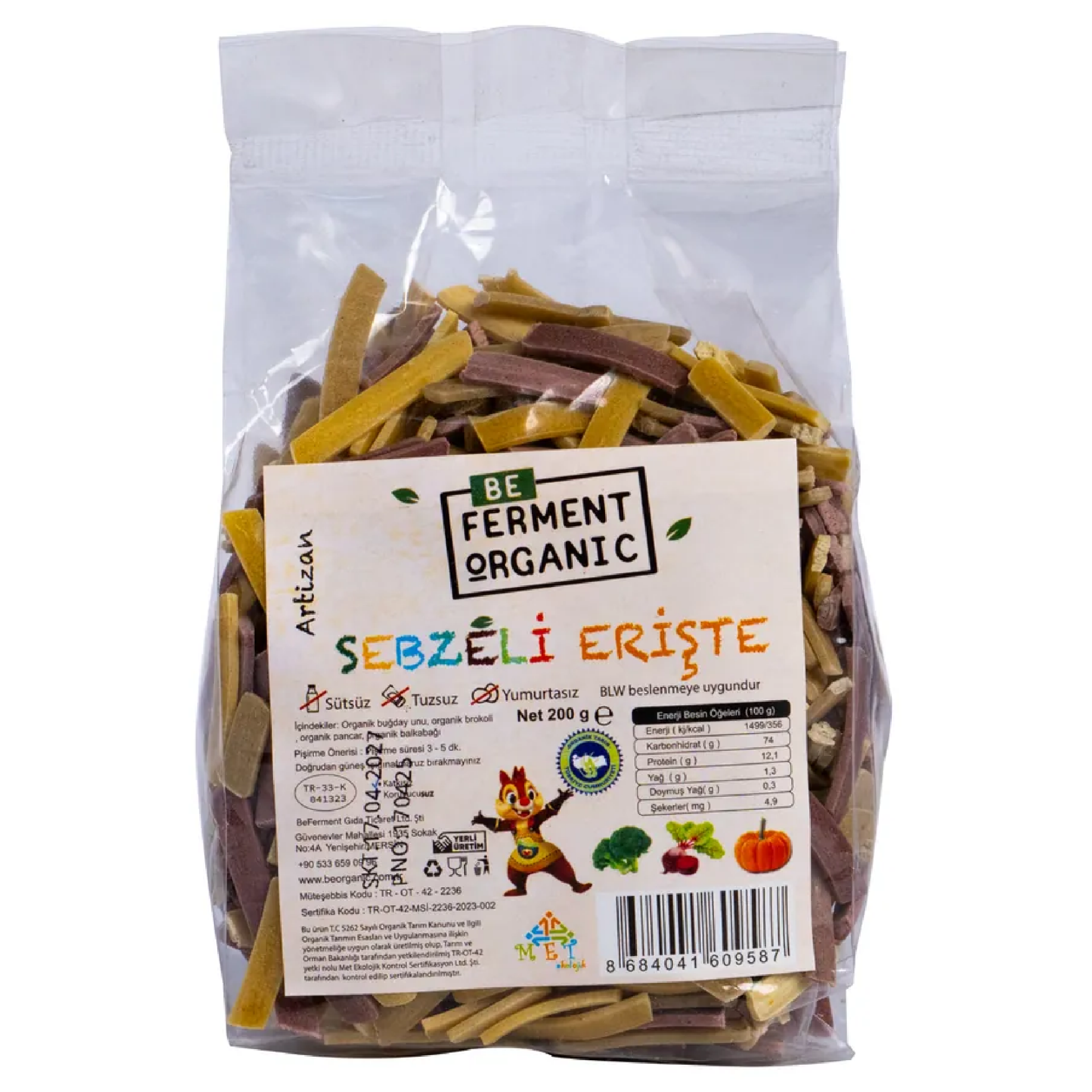 Organik Sebzeli Ev Eriştesi 200 Gr