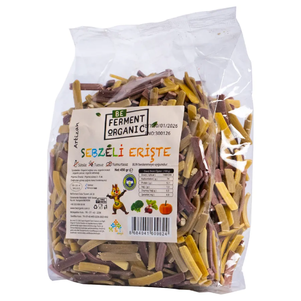 Organik Sebzeli Ev Eriştesi 450 Gr