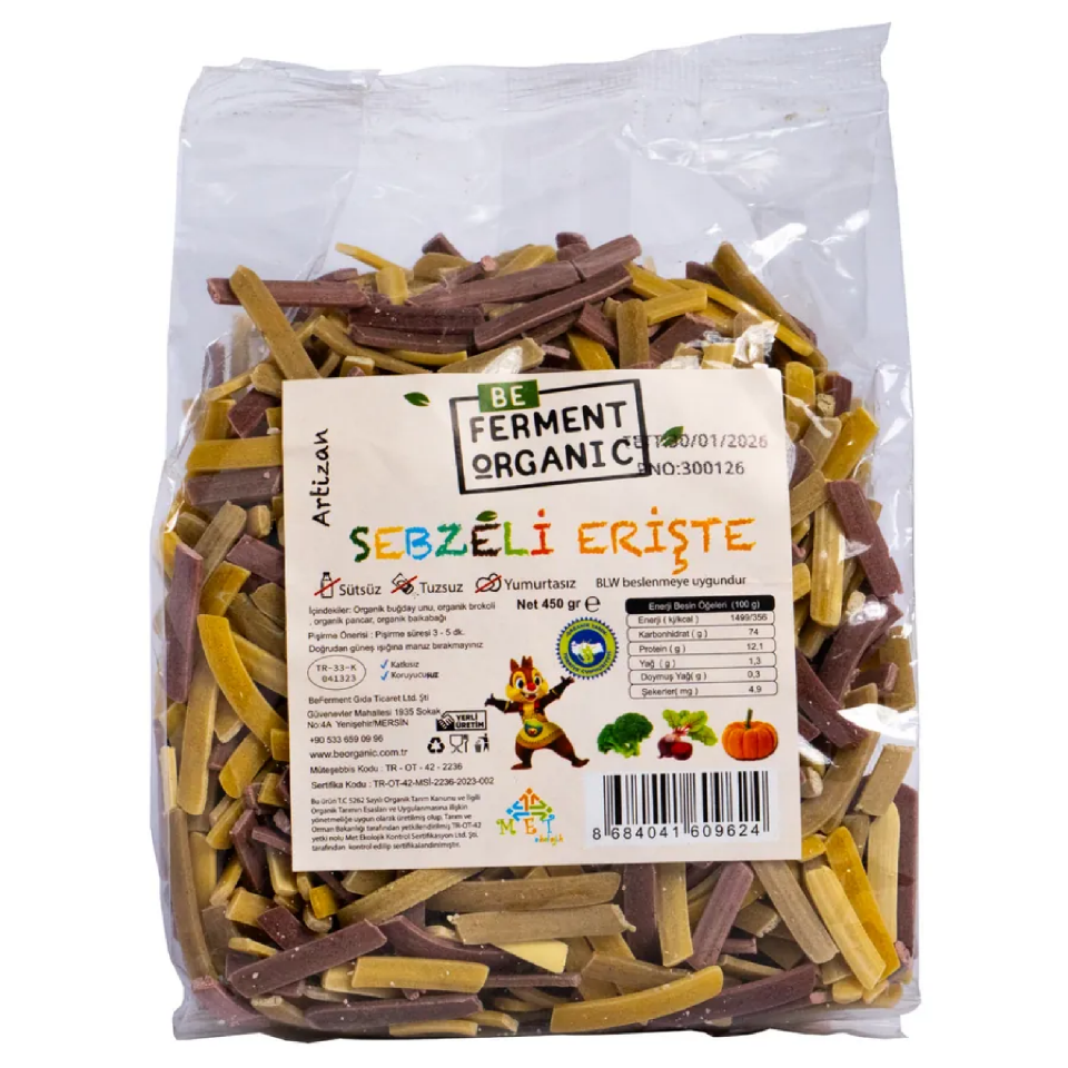 Organik Sebzeli Ev Eriştesi 450 Gr