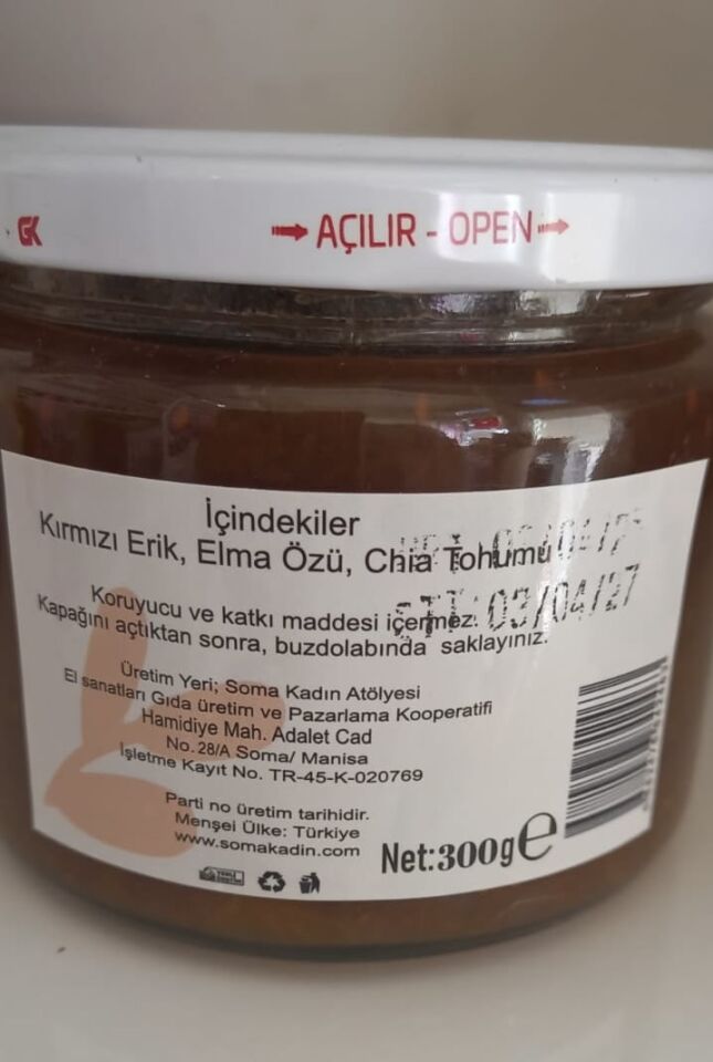 Kırmızı Erik Reçeli (Elma Özü İle Tatlandırılmış) 380Gr