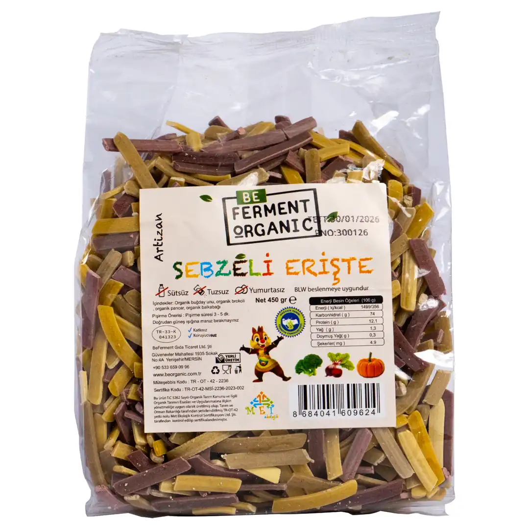 Organik Sebzeli Ev Eriştesi 450 Gr